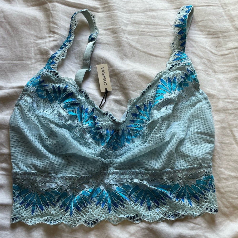 Cosabella Light Blue & Teal Lace Bralette